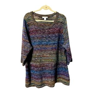 CJ Banks sweater multi colored 3/4 sleeves.